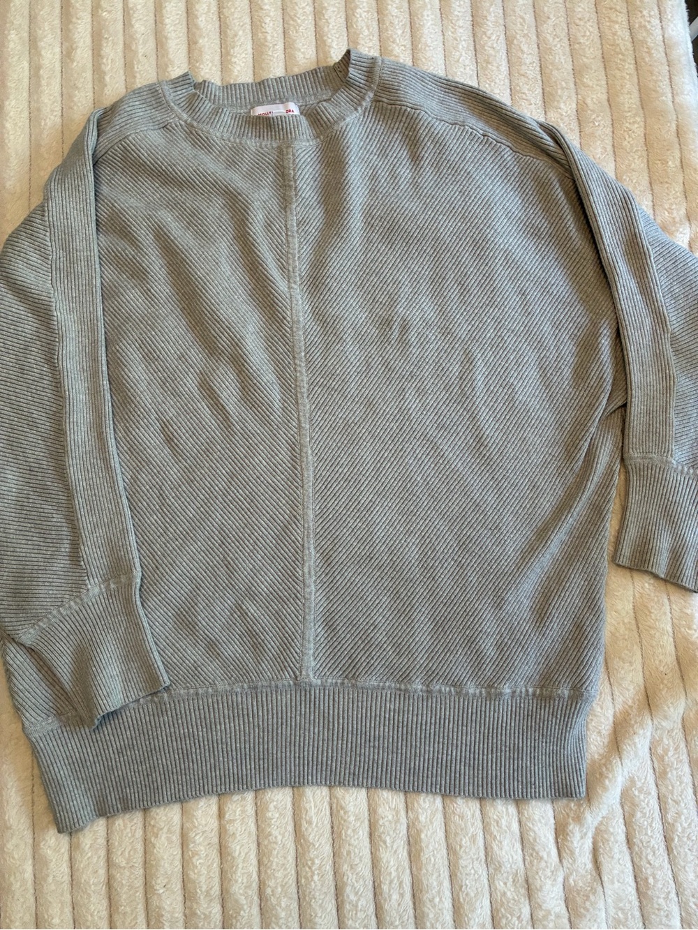 1X- Molly & Isadora Gray Heavy Knit Slouchy Sweater | Cozy 3/4 Sleeve Pullover 🩶